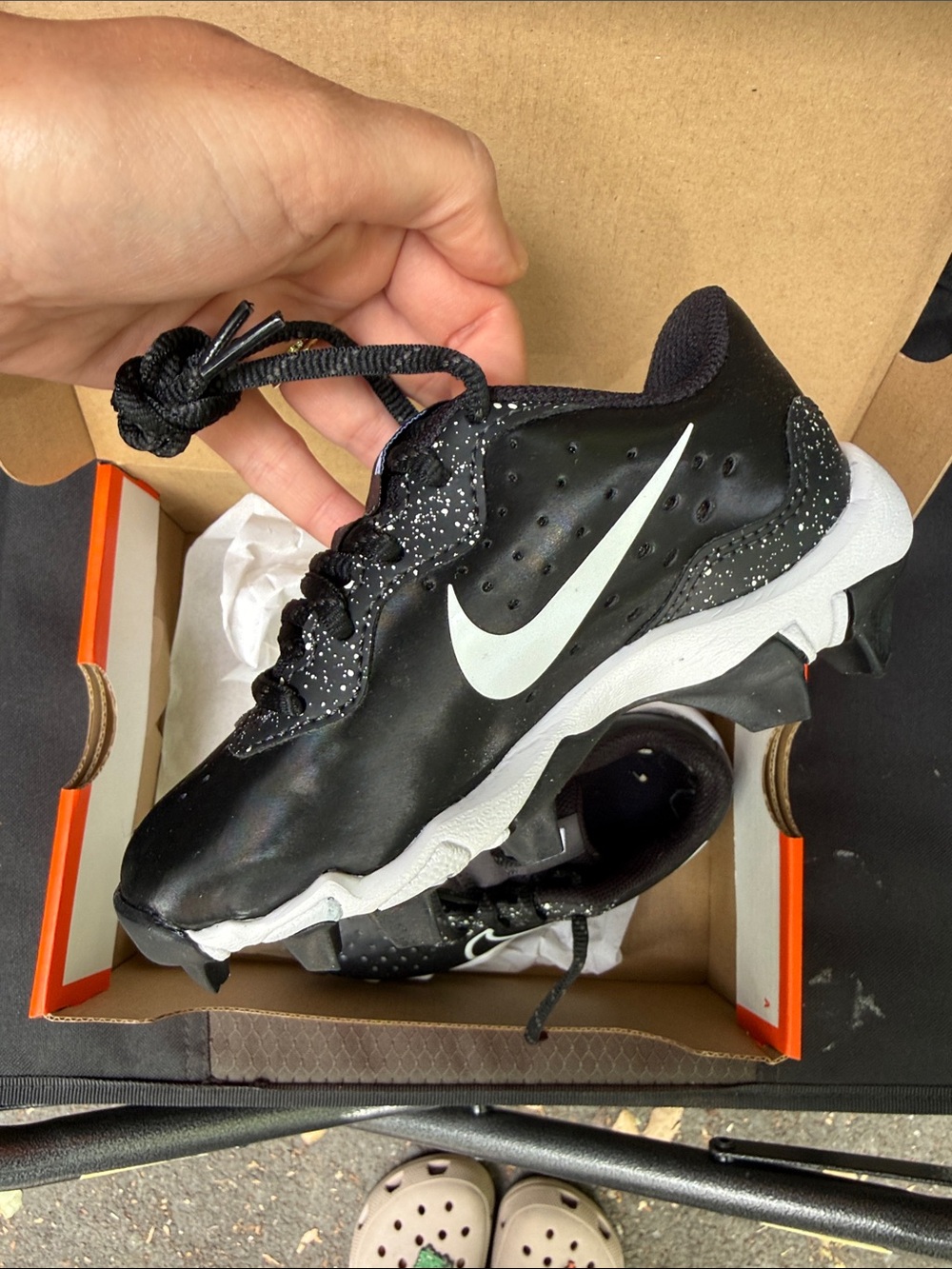 Nike Kids Black Baseball Cleats with White Swoosh